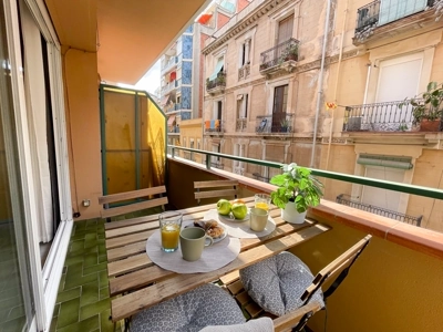 Sunny terrace with plants